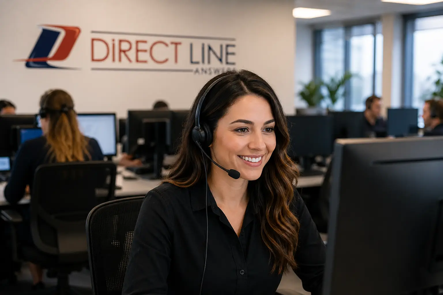 Live answering service agent in call center